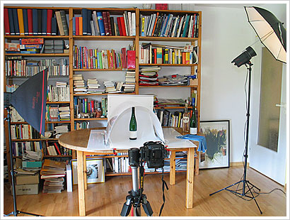 Aufbau für Flaschenfotos