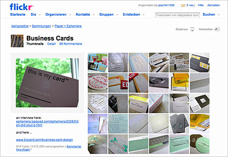 Business Cards: ein Album in Flickr