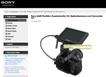 Sony Zusatzmonitor für DSLR
