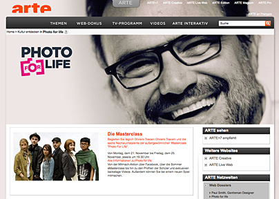 Arte: Photo for life mit Oliviero Toscani