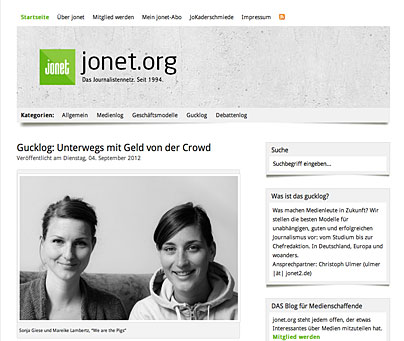 Jonet-Artikel über Crowdfunding-Projekt Jonet-Artikel über Crowdfunding-Projekt