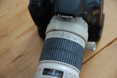 Canon 550D mit Tele-Zoom und Batteriegriff