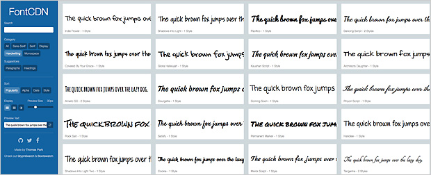 FontCDN: Google Web Fonts durchsuchen