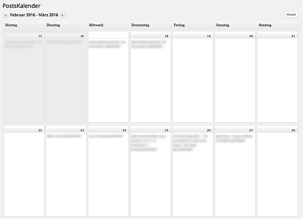 Redaktionskalender und Themenplan. Hier mit dem Plugin WordPress Editorial Calendar