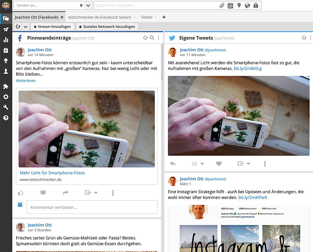 Hootsuite, Buffer und Coschedule (um nur einige zu nennen) machen das Arbeiten leichter. Wer mit dem kostenlosen Angebot nicht hinkommt, ist gut bedient, wenn er hier auch nur zeitweise ein bezahlbares Angebot wählt.