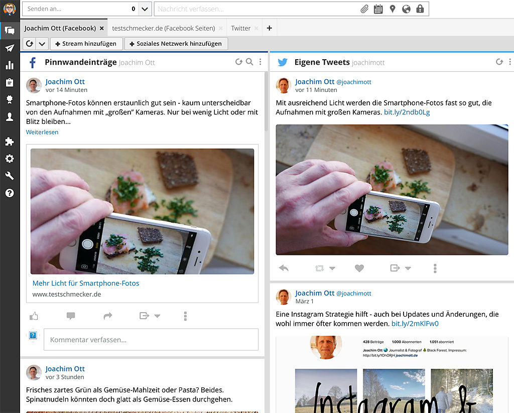 Hootsuite, Buffer und Coschedule (um nur einige zu nennen) machen das Arbeiten leichter. Wer mit dem kostenlosen Angebot nicht hinkommt, ist gut bedient, wenn er hier auch nur zeitweise ein bezahlbares Angebot wählt. 