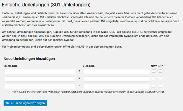 Redirect über ein Plugin: Einfach zu bedienen sorgt es dafür, dass keine Besucher verloren gehen.