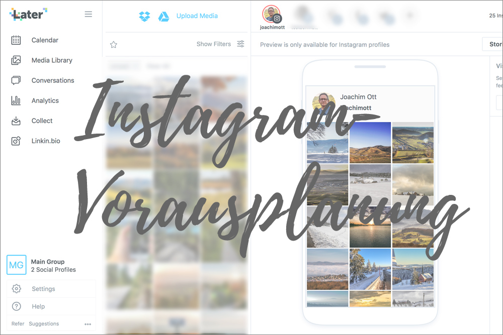 Instagram-Vorausplanung erleichtert die Veröffentlichung und spart Zeit.